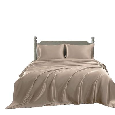 Nondisposable Satin Silk Touch Bedding Set for Home Twin Size Two PCS Flat Bed Sheet