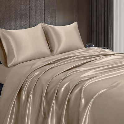 Nondisposable Satin Silk Touch Bedding Set for Home Twin Size Two PCS Flat Bed Sheet
