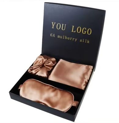 Luxury Sleep Black Silk Eye Mask Custom LOGO OEM/OEM 100% Silk Pillow Case Set Black