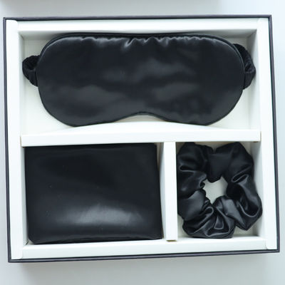 Luxury Sleep Black Silk Eye Mask Custom LOGO OEM/OEM 100% Silk Pillow Case Set Black