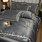 Cozy Gray Hotel Red Wedding Bedding Four-piece Kit with Washed Silk Four Piece Bedding Set