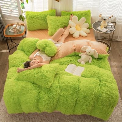 European and American Style Solid Color Thickened Warm Mink Velvet Duvet Bedding Set
