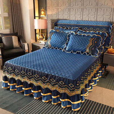 Custom Polyester Bed Skirt Three-piece Dustproof Bed Cover for Home 40 Fabric Count
