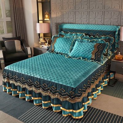 Custom Polyester Bed Skirt Three-piece Dustproof Bed Cover for Home 40 Fabric Count