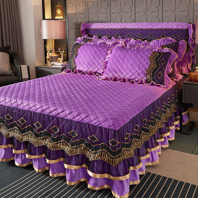 Custom Polyester Bed Skirt Three-piece Dustproof Bed Cover for Home 40 Fabric Count