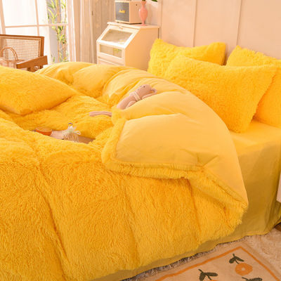 All-groups Rainbow Color Fur Velvet Fluffy Plush Soft Bedding Sheet Set for Kids Girl