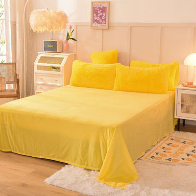 All-groups Rainbow Color Fur Velvet Fluffy Plush Soft Bedding Sheet Set for Kids Girl