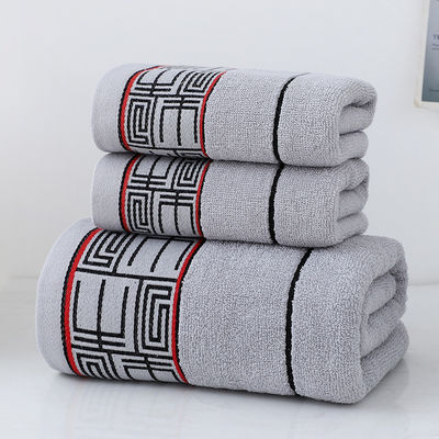 Quick Drying Shower Towel Gift Set with Striped Pattern and 100% Cotton Dark Towels