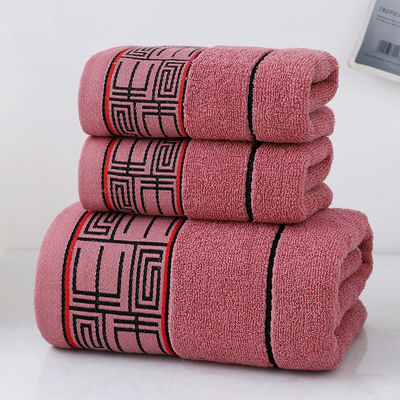 Quick Drying Shower Towel Gift Set with Striped Pattern and 100% Cotton Dark Towels