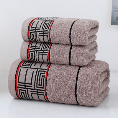 Quick Drying Shower Towel Gift Set with Striped Pattern and 100% Cotton Dark Towels