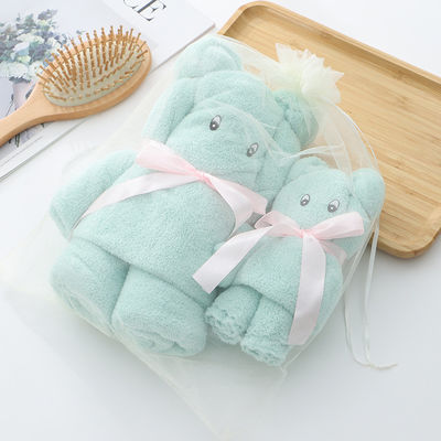 As shown Luxury Bear Towel Bath towel density coral velvet set absorbent cute soft gift