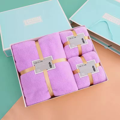Soft and Absorbent Home Hotel Spa Bath Towel Set Gift in Thick Coral Fleece Microfiber