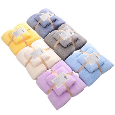 Home Hostel density Coral Velvet Bath Towel Set Soft and Absorbent with Plain Lace