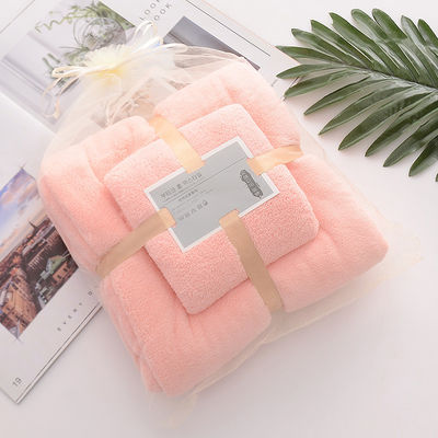 Home Hostel density Coral Velvet Bath Towel Set Soft and Absorbent with Plain Lace