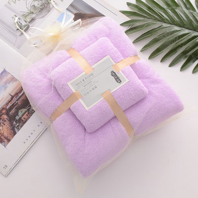 Home Hostel density Coral Velvet Bath Towel Set Soft and Absorbent with Plain Lace