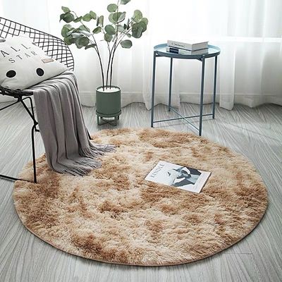 Home Soft Circle Rugs for Kids Girls Teen Room Living Room Animal Print Pattern