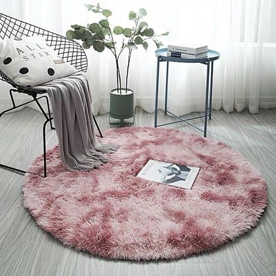 Home Soft Circle Rugs for Kids Girls Teen Room Living Room Animal Print Pattern