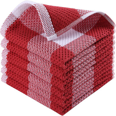 Pure Cotton Waffle Square Scarves in Customized Color 50g Checkered Absorbent Scarves