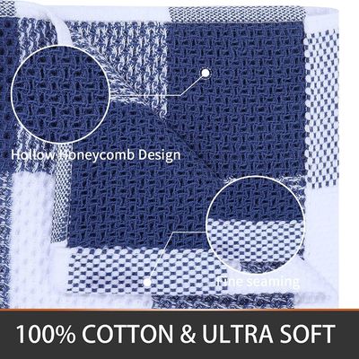 Pure Cotton Waffle Square Scarves in Customized Color 50g Checkered Absorbent Scarves