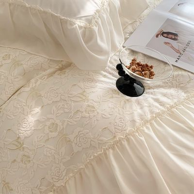 4PCS Fluffy Duvet Quilt Bedding Set Solid Pattern Luxury Bed Sheet Set Comforter Bedding