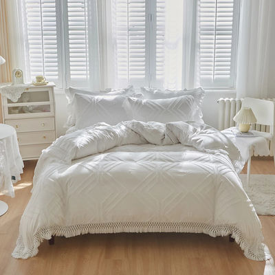 2024 Luxury Bohemian Princess Tassels Jacquard Duvet Cover Set with Customized Logo