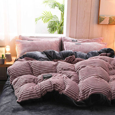 Flannel Bedding Set 4 Pcs Single Bed Sheets Set Fabric Density 133x72 Queen King Size