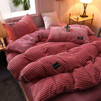 Flannel Bedding Set 4 Pcs Single Bed Sheets Set Fabric Density 133x72 Queen King Size