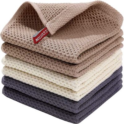Home OEM Acceptable Easy-to-Clean Kitchen Towel Set with Hook and Waffle Square Design