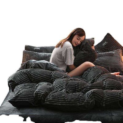 Single Bedding Set 4 Pcs Flannel Duvet Cover Flat Sheet Pillow Cases Sustainable Queen King Size