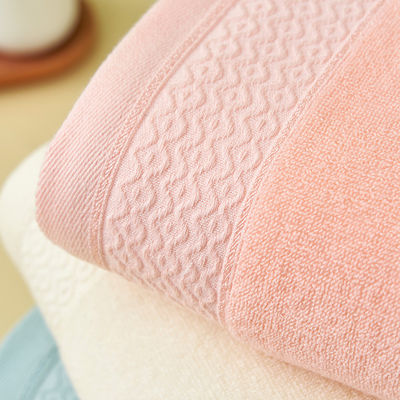 Custom Logo YARN DYED 100% Cotton Bath Towel for Adult in Hot Pink Blue and Yellow