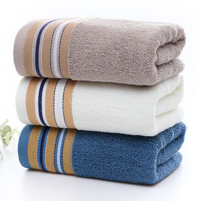Embroidered Logo Face Towel with Wide Satin Border and Pure Cotton Material