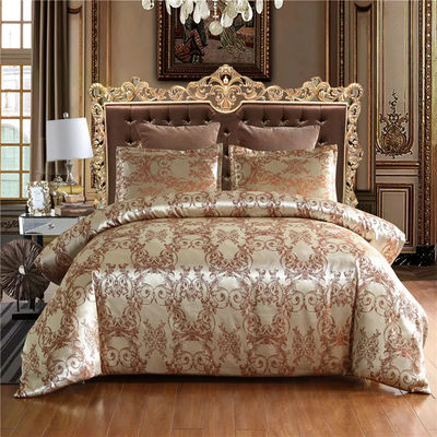 200TC Brocade Jacquard Satin Fabric 3-Piece Set for 1.8m Bed Duvet Cover Bed Sheets Quilt
