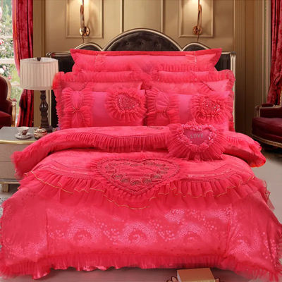100% Cotton Embroidery 60S Quilt Cover Bridal Bed Sheet Sets Comforter Bedding Set Wedding Souvenirs Gift