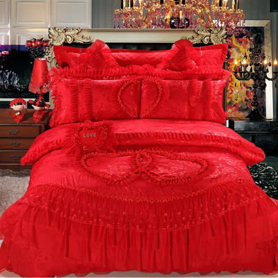 100% Cotton Embroidery 60S Quilt Cover Bridal Bed Sheet Sets Comforter Bedding Set Wedding Souvenirs Gift