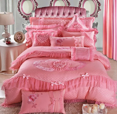 200TC 100% Cotton Bed Sheet Quilt Cover Bed Skirt Set for European and American Style