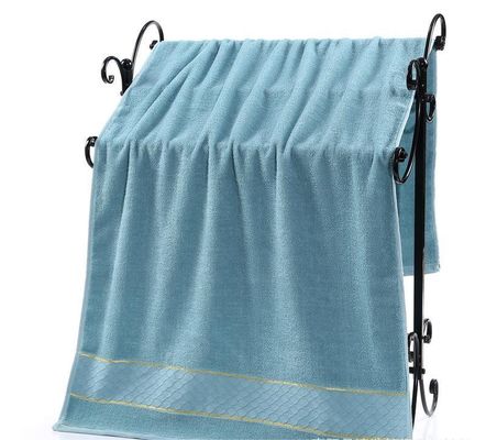 Highly Absorbent 32S Cotton Towel with Gold Edge and Solid Color Cut Pile Pattern