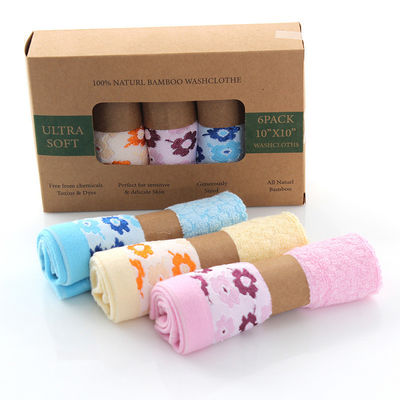 Patterned Bamboo Fiber Square Handkerchief Gift Box Soft and Absorbent Baby Face Wash