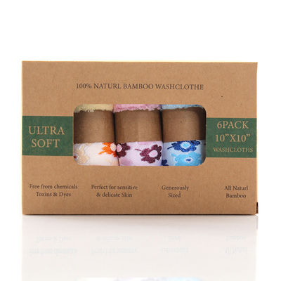 Patterned Bamboo Fiber Square Handkerchief Gift Box Soft and Absorbent Baby Face Wash