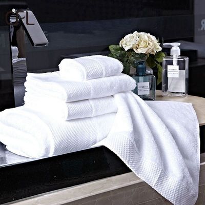 Luxury 100% Cotton White Bath Hand Face Towel Set with Custom Embroidery Logo 70*140cm