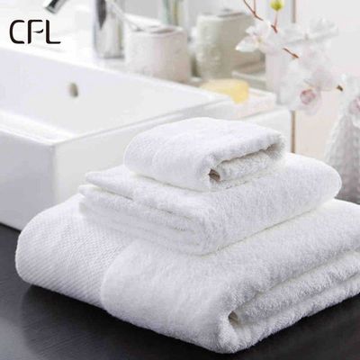 Luxury 100% Cotton White Bath Hand Face Towel Set with Custom Embroidery Logo 70*140cm