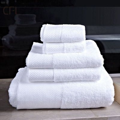 Luxury 100% Cotton White Bath Hand Face Towel Set with Custom Embroidery Logo 70*140cm