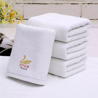 Luxury 100% Cotton White Bath Hand Face Towel Set with Custom Embroidery Logo 70*140cm