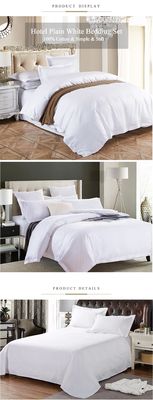 4 Pcs 60s 300tc 100% Cotton White Satin Bedding Set for Luxury 5 Star Resort Hotel