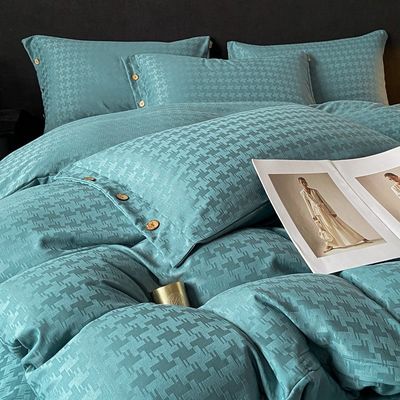 Add a Touch of Luxury to Your Bedroom with this Satin Jacquard Four Piece Bedding Set