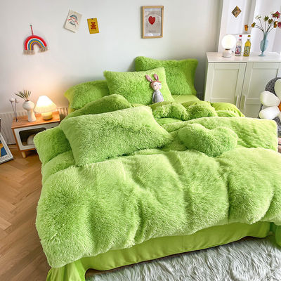 2023 Shaggy Warm Mink Velvet Crystal Bedding Solid Duvet Cover for 1.5m 5 feet Bed 4 Pcs
