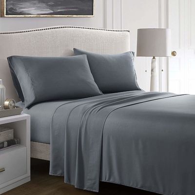 Sustainable Soft Bed Set 1800TC Solid Egyptian Cotton Fitted Sheet 4 Piece Quilt Bedding Set