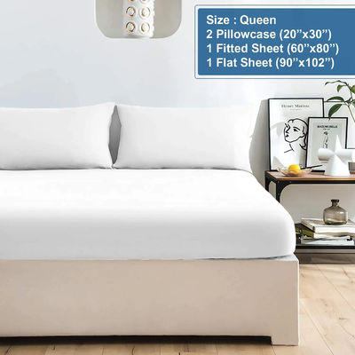 Sustainable Soft Bed Set 1800TC Solid Egyptian Cotton Fitted Sheet 4 Piece Quilt Bedding Set