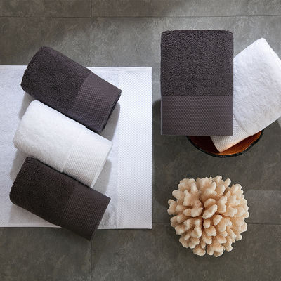 Customized Logo Luxury 5 Star Hotel White 100% Cotton Dobby Face Hand Bath Towels Set