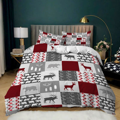 40 Fabric Count Christmas Decor Duvet Cover Santa Happy Gift 3D Digital Printing Red Comforter Bed Set