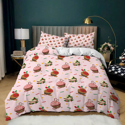 40 Fabric Count Christmas Decor Duvet Cover Santa Happy Gift 3D Digital Printing Red Comforter Bed Set